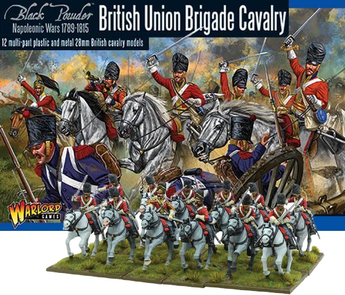Warlord Games Black Powder British Union Brigade Cavalry Figures Tabletop Miniatures - Plastic Paintable Miniature 1700-1900 Soldiers Set, Unpainted Table Top 28mm Military Minifigures for Adults