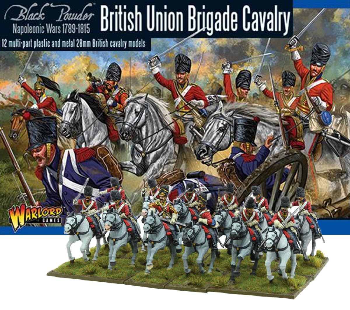 Warlord Games Black Powder British Union Brigade Cavalry Figures Tabletop Miniatures - Plastic Paintable Miniature 1700-1900 Soldiers Set, Unpainted Table Top 28mm Military Minifigures for Adults