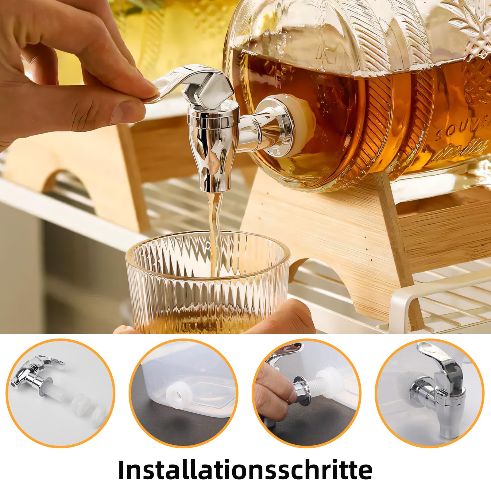 Lot de 2 robinets de rechange en acier inoxydable pour distributeur d'eau froide et chaude