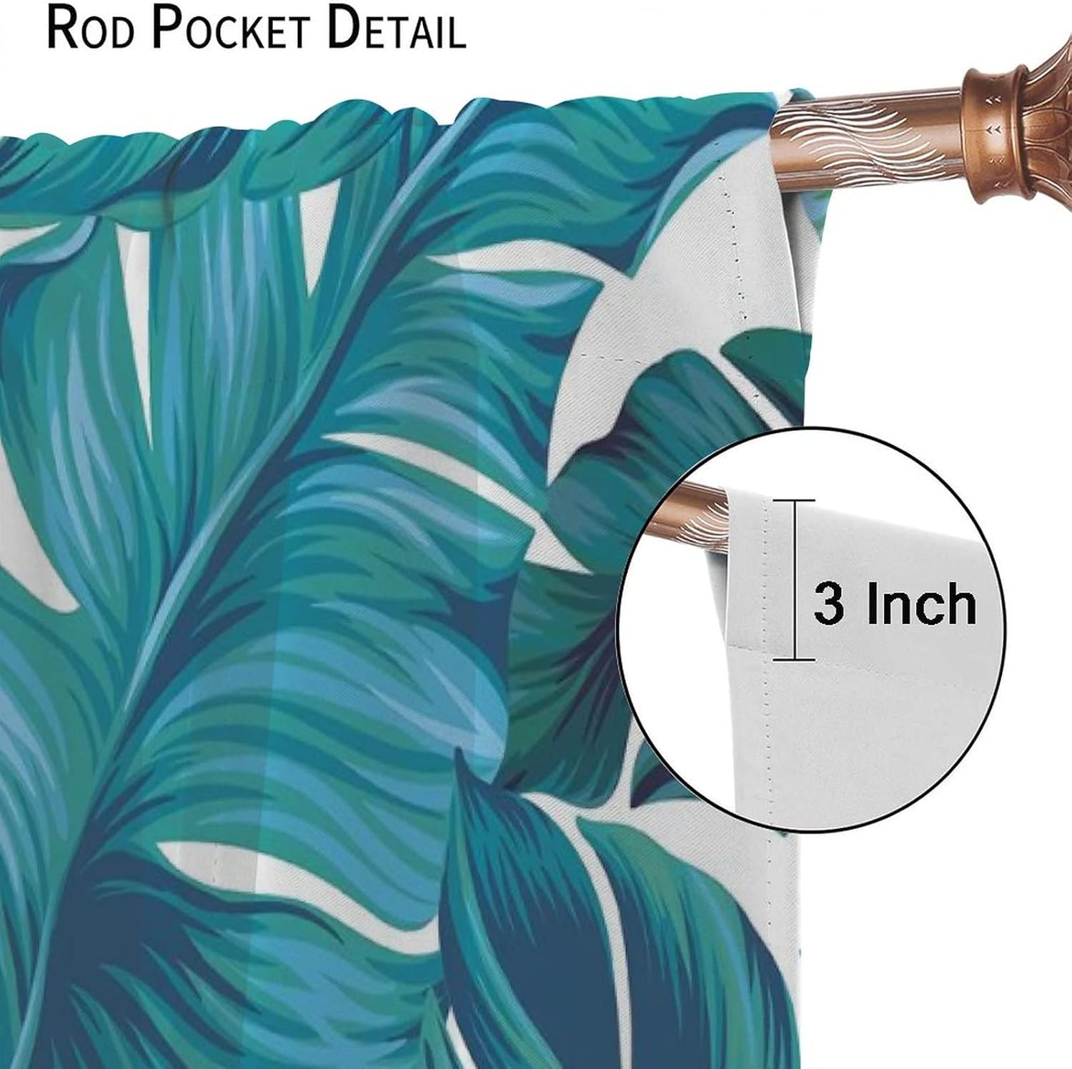 Tropical Leaf Curtain Green and White Plant Palm Tree Rod Pocket Summer Hawaii Watercolor Botanical Banana Tree Nature Living Room Bedroom Window Drapes Treatment Fabric 2 Panels 52x84in