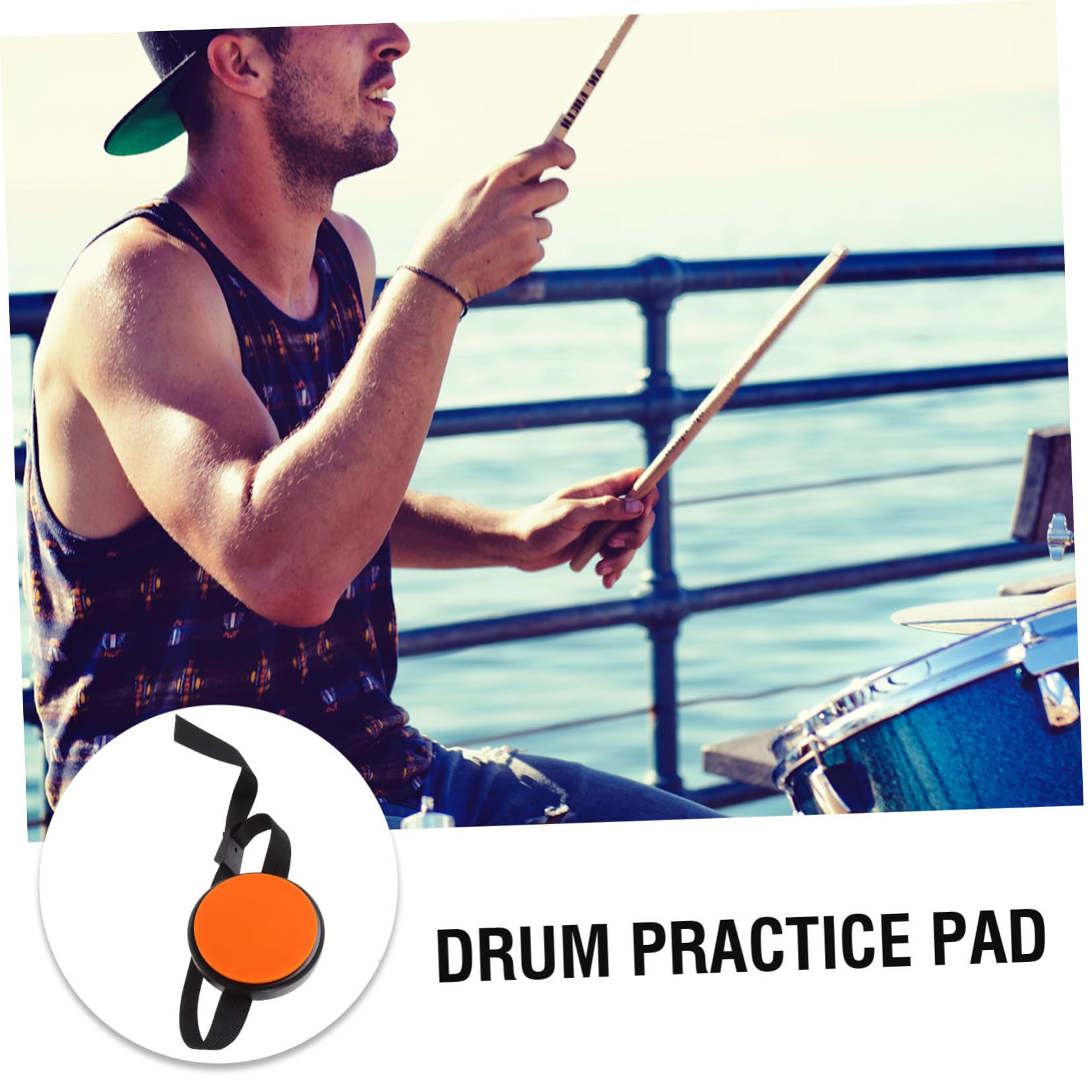 Yardwe Almohadilla De Práctica Para Batería De Silicona Naranja Portátil Correa Ajustable, Pad De Batería Silencioso Para Uso Casa y Entrenamiento De Percusión