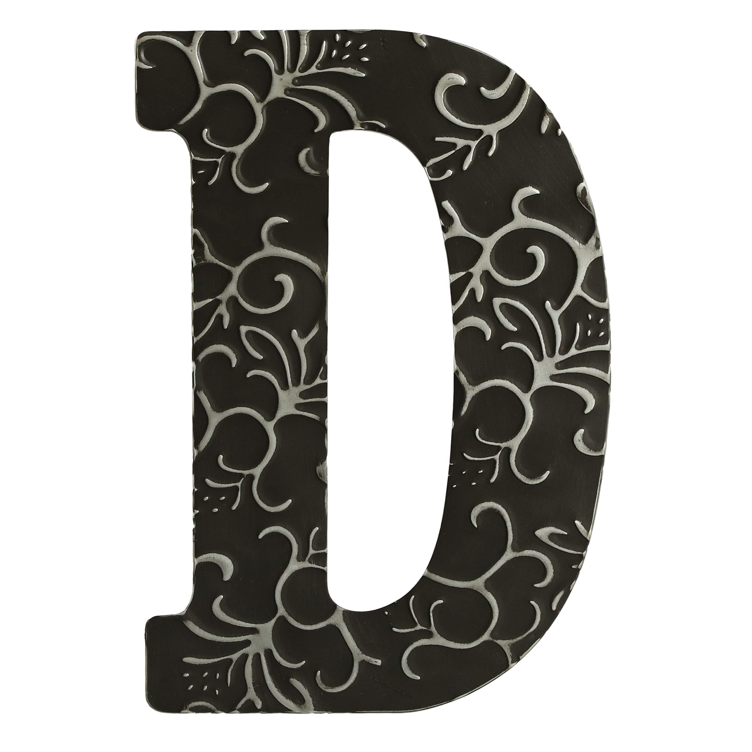 COLLECTIVE HOME - Metal Letters for Wall Decor, 13.75" Black Embossed Metal Alphabet, Antique Wall Decor, Farmhouse Wall Haning Signs, Rustic Letters for Home Bedroom Office (D)