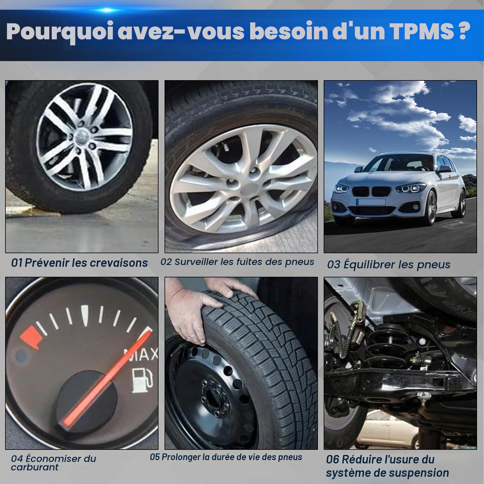 Lot de 4 capteurs de pression des pneus F90, 36106887147, compatibles avec BMW Série 1 3 Série 5 F40 G20 G21 G28 G30 G31 G38 36106872774 36106876957 361068728728 03/68. 76957 BMW 8 G14 G15 F91 M8 F92