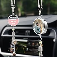 Vista 11 de Adornos colgantes de cristal para automóvil con fotos personalizadas, accesorios colgantes de espejo retrovisor para automóvil, adorno