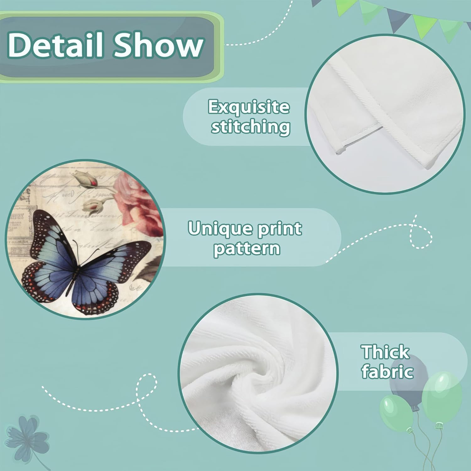 2 Pack Hand Towels for Bath, Rose Flower with Butterfly Decorative Kitchen Towels Highly Absorbent Soft Towels for Bathroom Beach Spa Gym Face Towel 14x28 Inch - Image 3