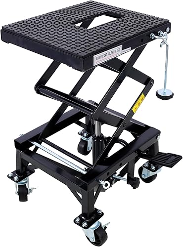Ruedas hidráulicas de 300 libras para motocicleta de tijera, elevador de pie para motos de suciedad pequeñas, color negro disponible en Yaxa Peru