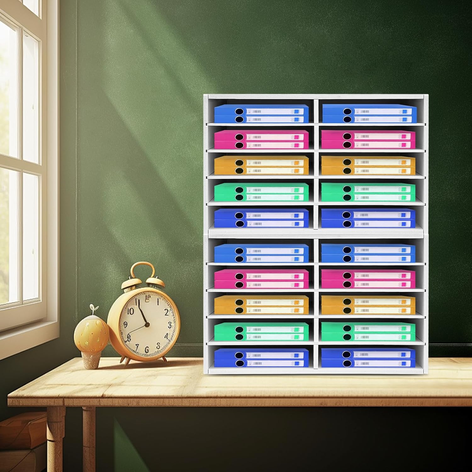 2-Pack 10-Compartment White Paper Storage Cabinets, Durable Plastic, Ideal for Office and Home Use