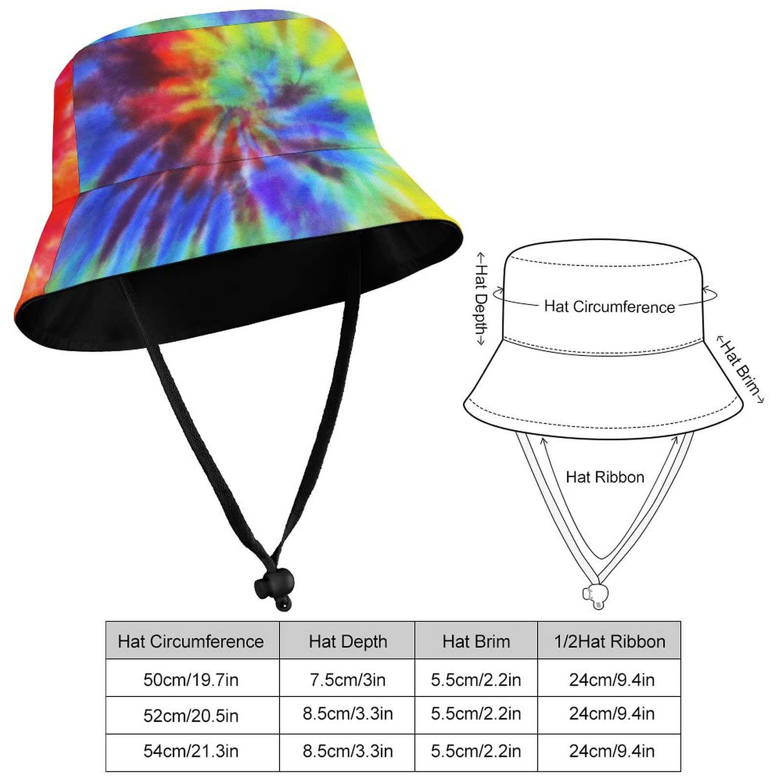 Rainbow Tie Dye Baby Sun Hat UPF 50+ Sun Protective Toddler Bucket Hat Summer Kids Wide Brim Beach Hats