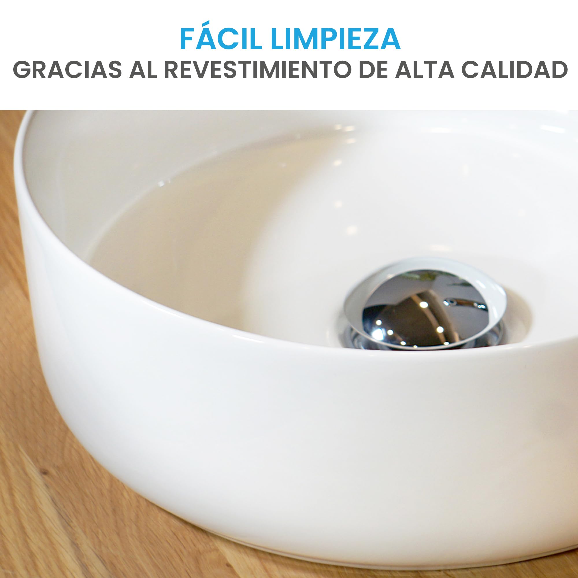 Bächlein Lavabo de encimera Tamula redondo cerámica Ø 31,5 cm blanco