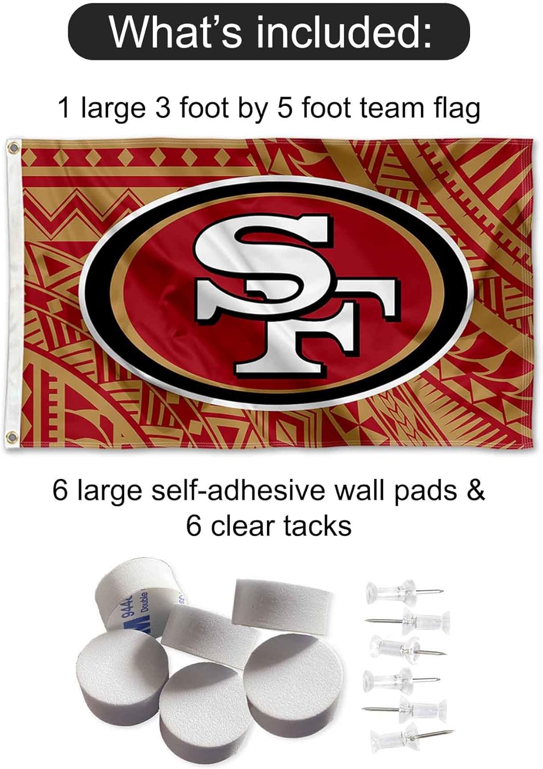 San Francisco 49ers Samoan Banner and Tapestry Wall Tack Pads - Image 2