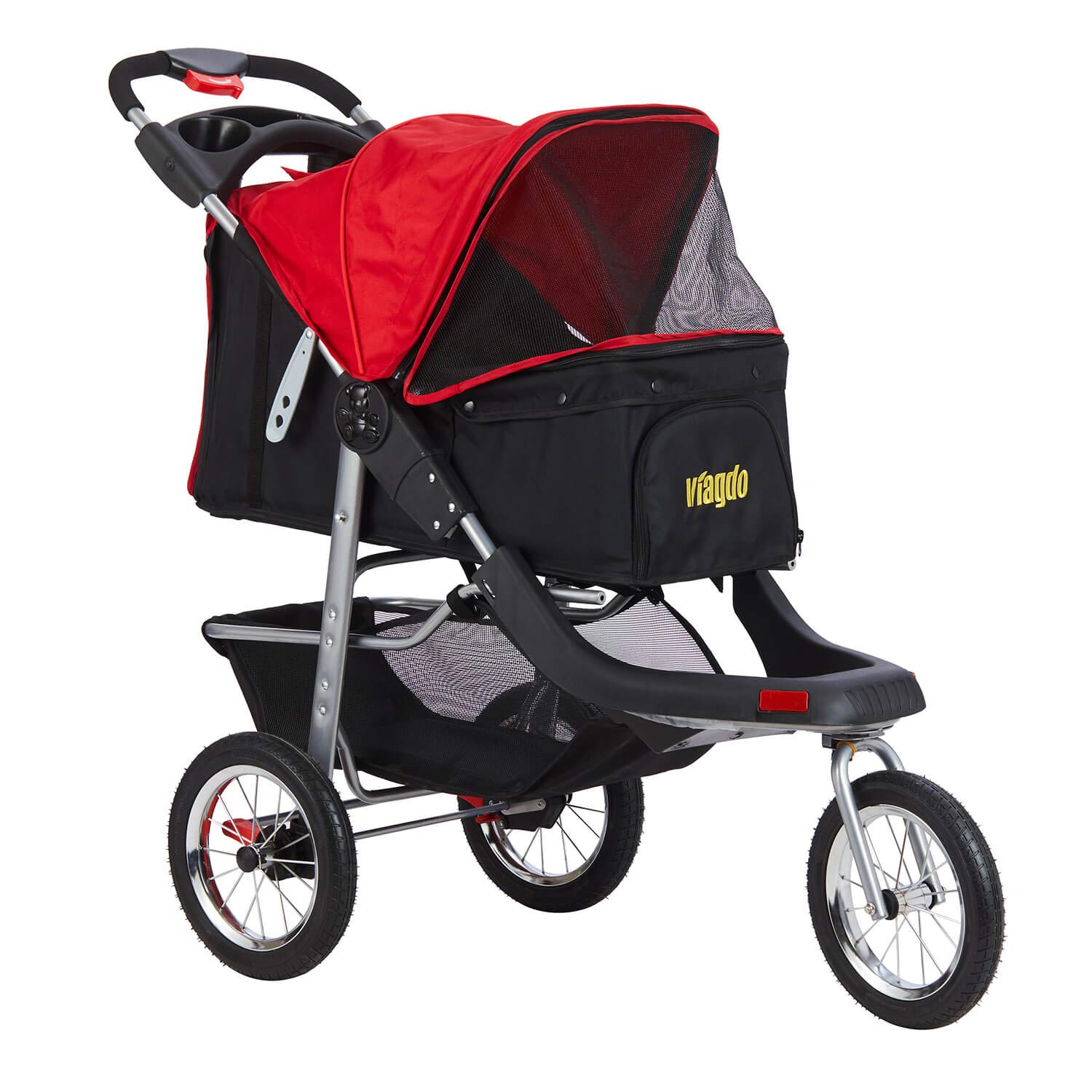 VIAGDO Premium Heavy Duty Pet Stroller for Small Medium Dogs & Cats, 3-Wheel Cat Stroller, Foldable Dog Stroller with Suspension…