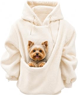 Pet Pouch Hoodie, Dog Pouch Hoodie for Women, for Small Dogs Cats, Kangaroo Pocket Sweatshirt