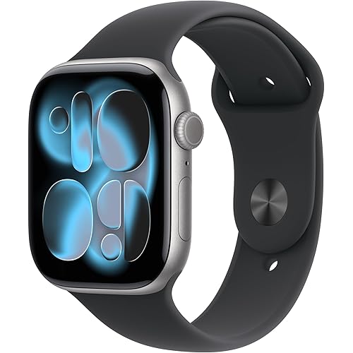 Apple Watch Series 11 [GPS 46mm] Smartwatch with Space Gray Aluminum Case with Black Sport Band - M/L. Sleep Score, Fitness Tracker, Health Monitoring, Always-On Display, Water Resistant