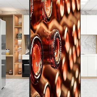 Window Privacy Film Row Champagne Bottles Wine Non-Adhesive Glass Window Covering Summer Decorative Blackout 3D Sun Blocking Window Decals 35.4x78.7 inches
