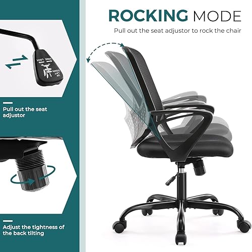 Miniatura 6 de Silla de oficina silla de escritorio silla de computadora silla de oficina ergonómica de malla silla de escritorio con reposabrazos de soporte