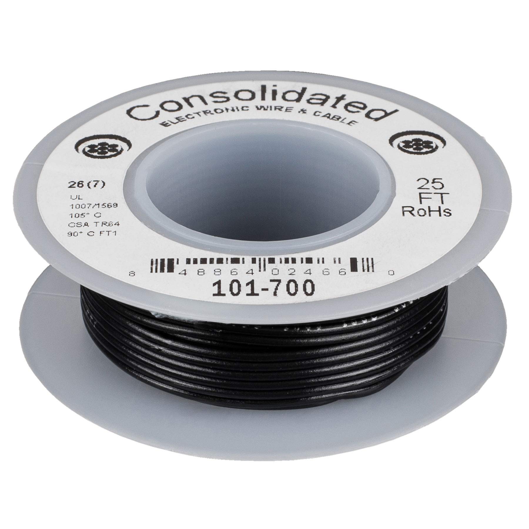 Consolidated Stranded 26 Awg Hook-Up Wire 25 Ft. Black Ul Rating