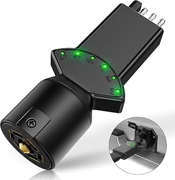 SnowyFox 7 Way Blade 4 Pin Trailer Light Circuit Tester with LED Indicators | 6 Function Light Tester For Rv Boat Truck Trailer Socket Tester, 7 To 4 Pin Trailer Tester Adapter 2-In-1 Design