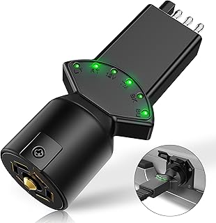 SnowyFox 7 Way Blade & 4 Pin Trailer Light Circuit Tester with LED Indicators 6 Function Light Tester for RV Boat Truck Trailer Socket Tester, 7 to 4 Pin Trailer Tester Adapter 2-in-1 Design