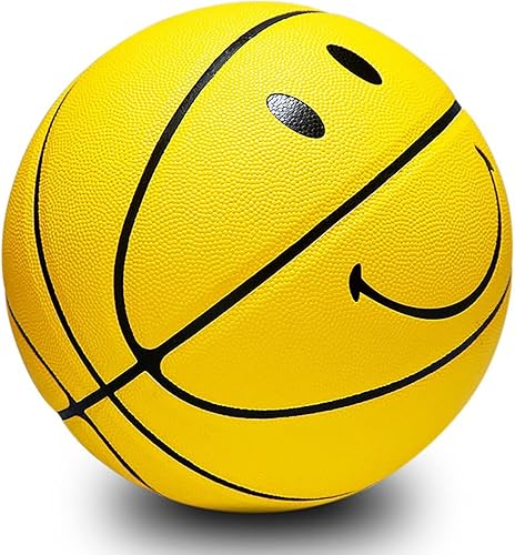 MINDCOLLISION Balón de baloncesto de cara sonriente, piel sintética que absorbe la humedad, suave, buen agarre, entrenamiento y competencia en
