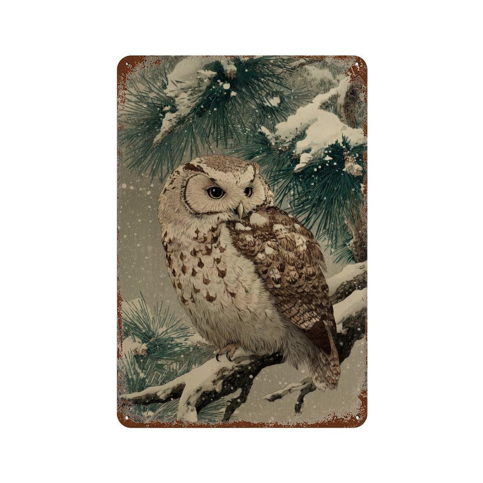 xiaoxiaoshen Snowy Owl. Classic Japanese Ukiyo Wall Decor Art Metal Tin Poster Modern Home Decor Art Home Bar Shop Decorations Vintage Sign 30x20cm