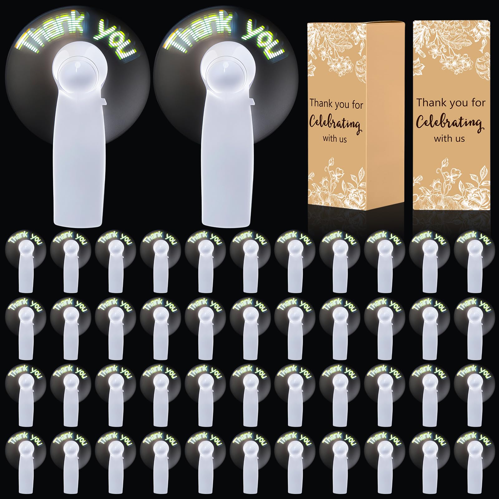 Petit ventilateur personnel à LED pour invités de fête prénuptiale et mariage en plein air