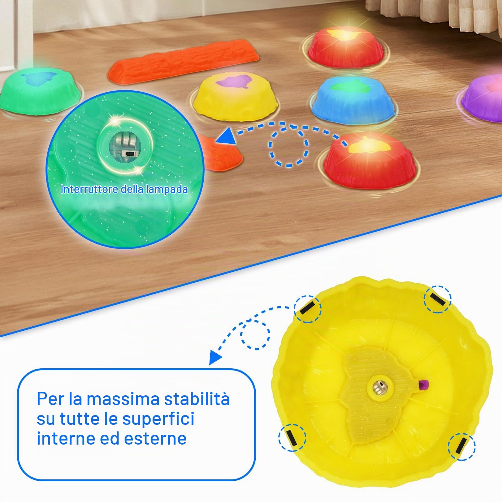 Balance Board Bambini, 8 Pietre di Bilanciamento Bambini Antiscivolo, Gioco Equilibrio Bambino Promuove la Coordinazione Equilibrio per Interni ed Esterno Giochi da Giardino