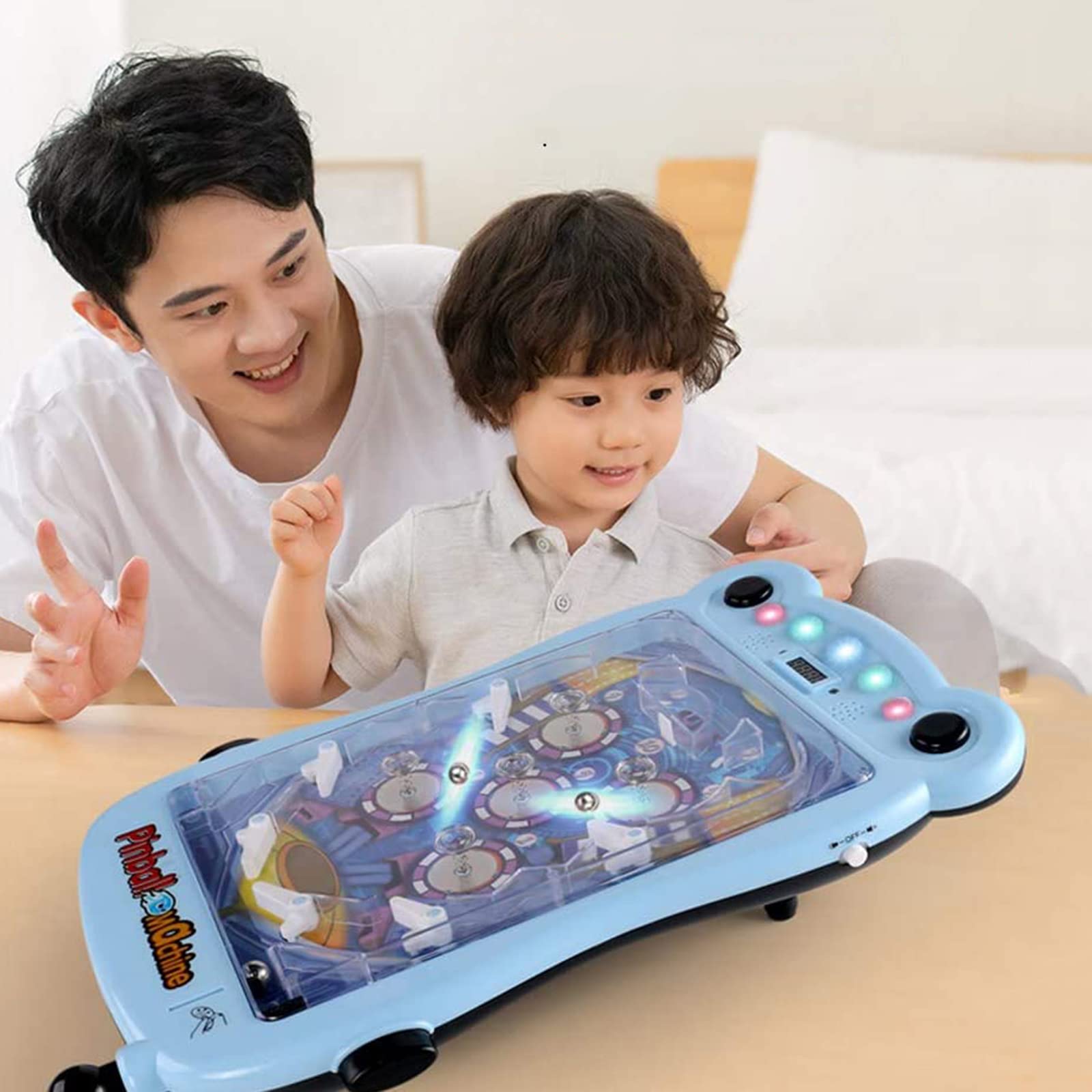 Przenośna Maszyna do Układania Puzzli dla Dzieci, Gra w Pinball, Interaktywna Gra dla Rodziców i Dzieci Pinball Toy, Niebieski/Pomarańczowy
