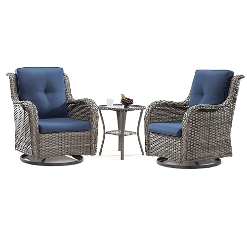 Outdoor 360 Degree Swivel Rocker Patio Chairs Sets of 2