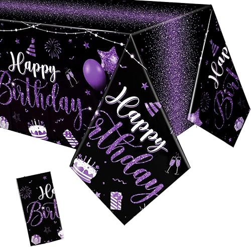 Miniatura 29 de Tudomro 3 manteles rectangulares de plástico para decoración de fiesta de cumpleaños, para mujeres y hombres, suministros de fiesta de baby shower