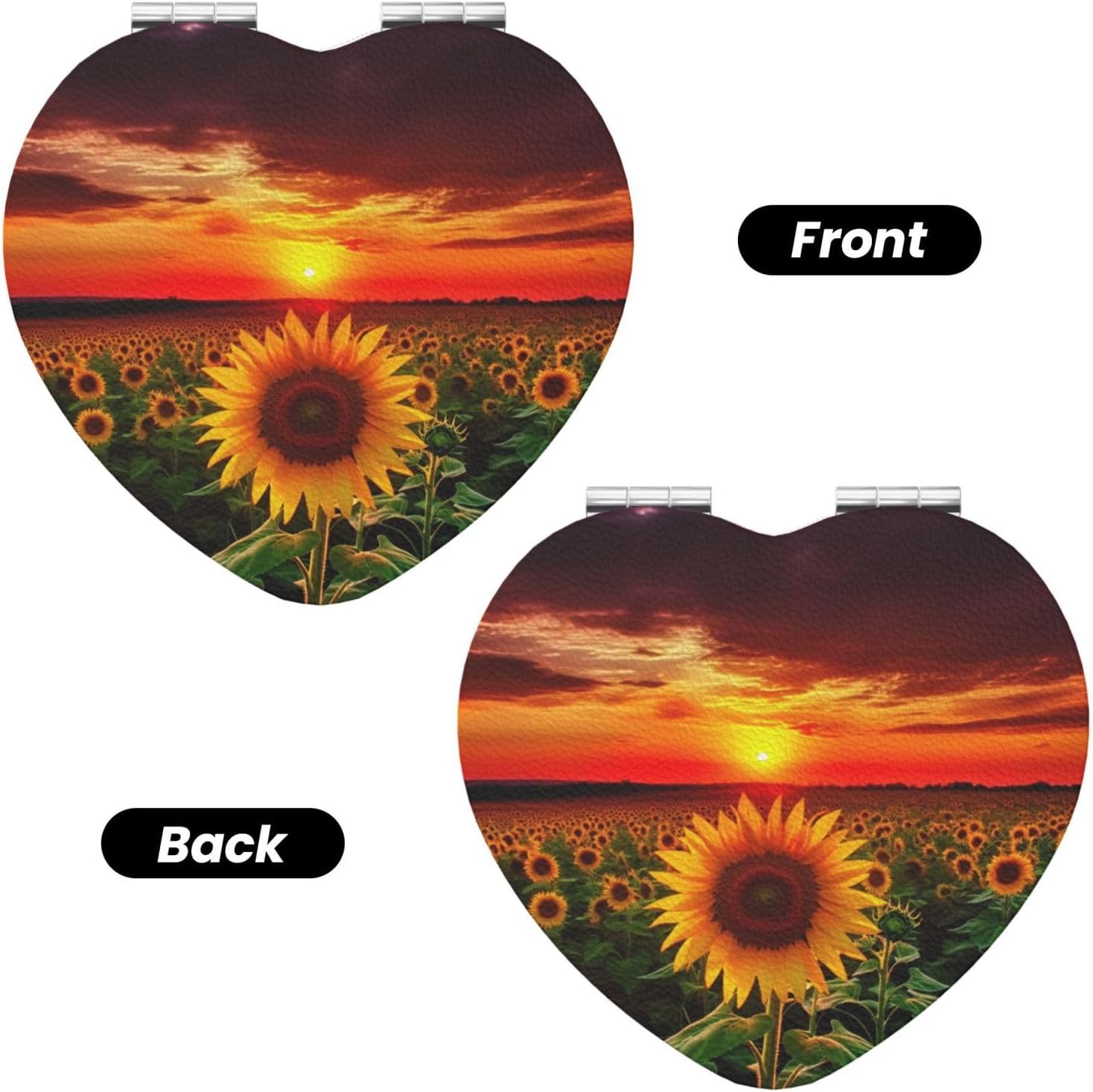 Sunset Sunflower Compact Mirror for Purse, 1x/2x Magnifying Double-Sided Cosmetic Mirror Portable Travel Mirror for Beauty, Foldable, Handheld Vanity Mirror for Women Gift image 2
