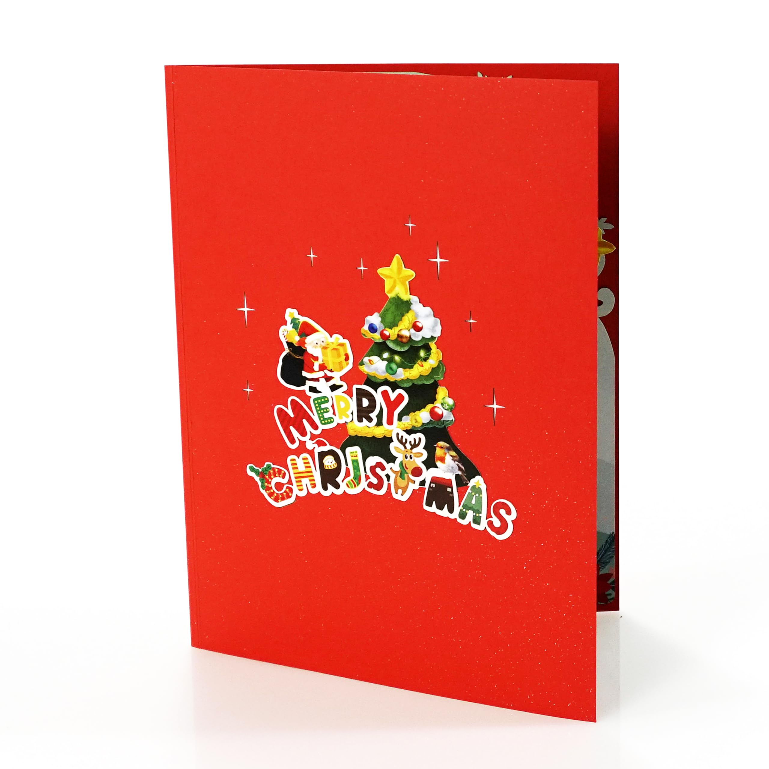 CUTPOPUP Robin Bird Merry Christmas Cards 2025, Pop Up Christmas Cards w Envelope, 3D Xmas Card - Image 4