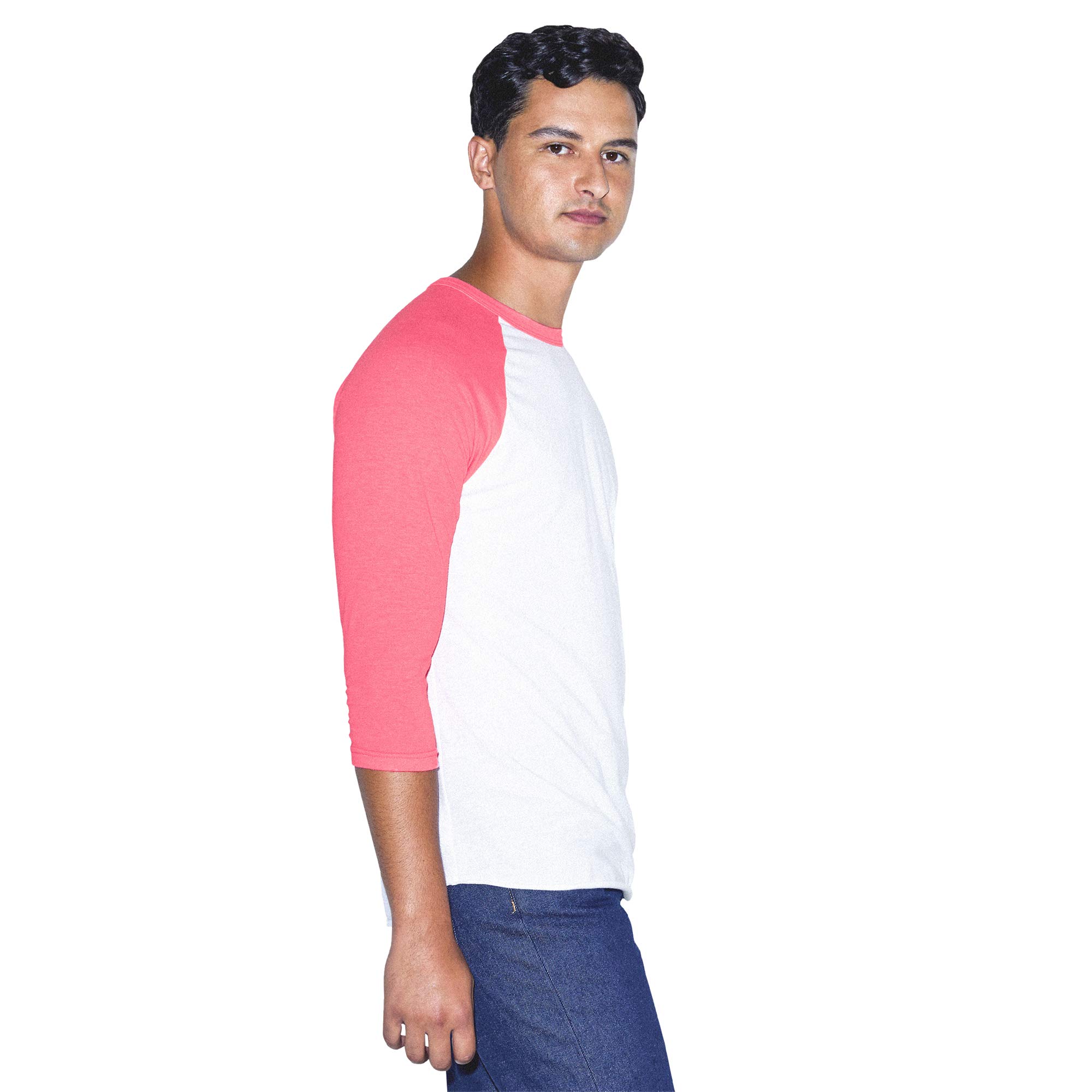 American Apparel 50/50 Raglan - Maglietta a Maniche 3/4 da Uomo, Confezione da 2