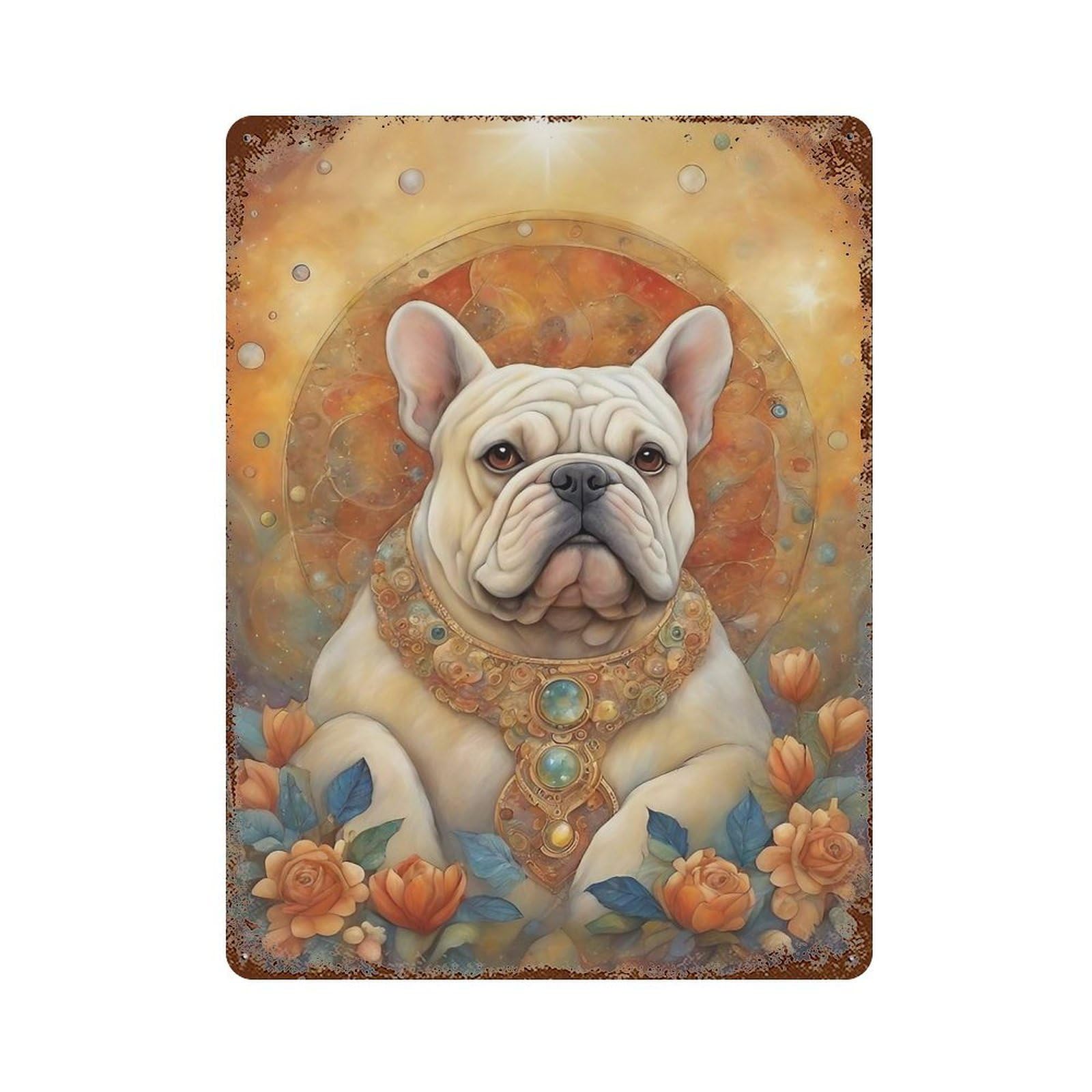 Dog00010 Weathered Tin Sign 15.7"x11.8", Shabby Chic Decor for Garage, Pub Or Kitchen