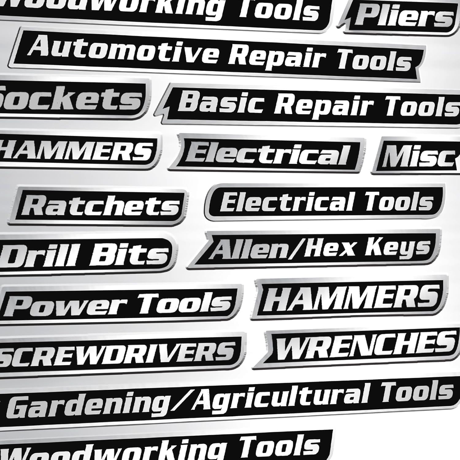 18 Pack of Magnetic Tool Box Labels, Magnetic Toolbox Labels, New 3D-Printed Tool Box Labels, Reusable Tags for Steel Toolboxes, Carts, Drawers, and