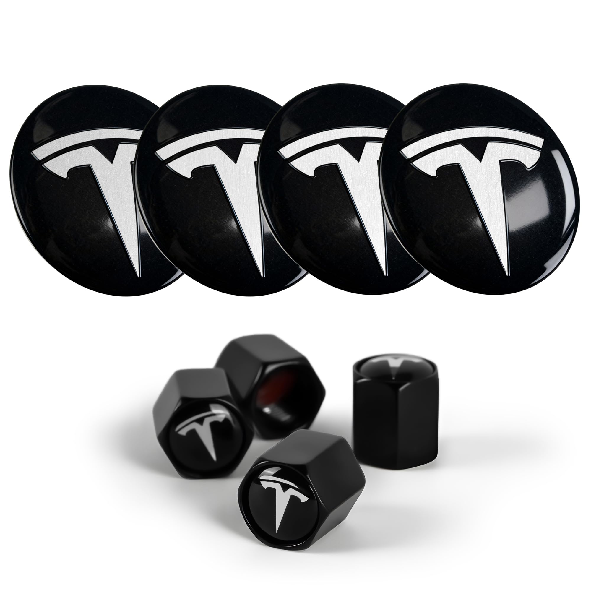 Photo 1 of Powlamks Wheel Center Hub Cap Sticker & Valve Stem Caps Set for Tesla Model 3/Y