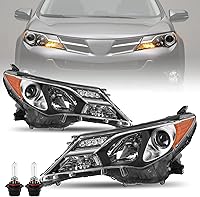 Vista 14 de JSBOYAT Conjunto de faros halógenos compatible con Toyota Rav4 2013, 2014, 2015, 13, 14, 15, RAV-4, carcasa cromada con reflector ámbar