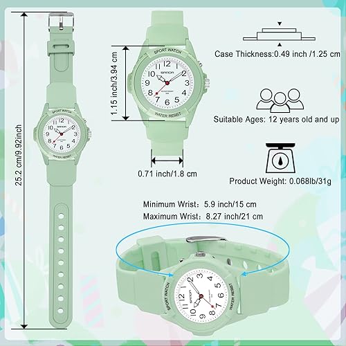 Miniatura 7 de SOCICO Reloj analógico para niños y niñas, reloj impermeable de enseñanza de hora con luz nocturna, fácil de leer y tiempo de aprendizaje para niños