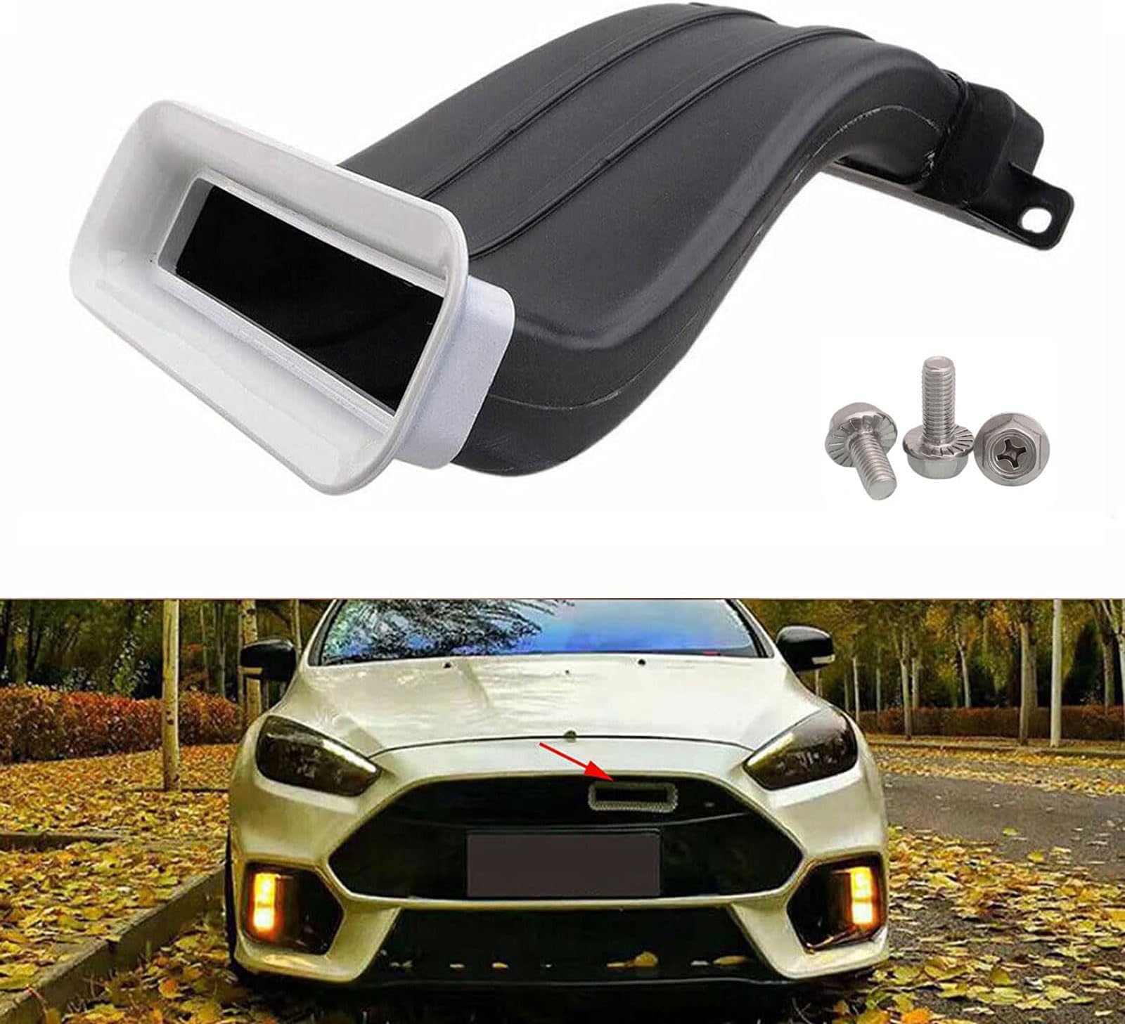 Car Air Intake Mouth Snorkel Modification Tuyere ABS For Ford Focus 2012-2018 RS ST Air Inlet Duct Tuyere Hood Scoop Dynamic Air Intake Lattice Hatchback Box Cover 4D Sedan 5D MK3 MK3.5