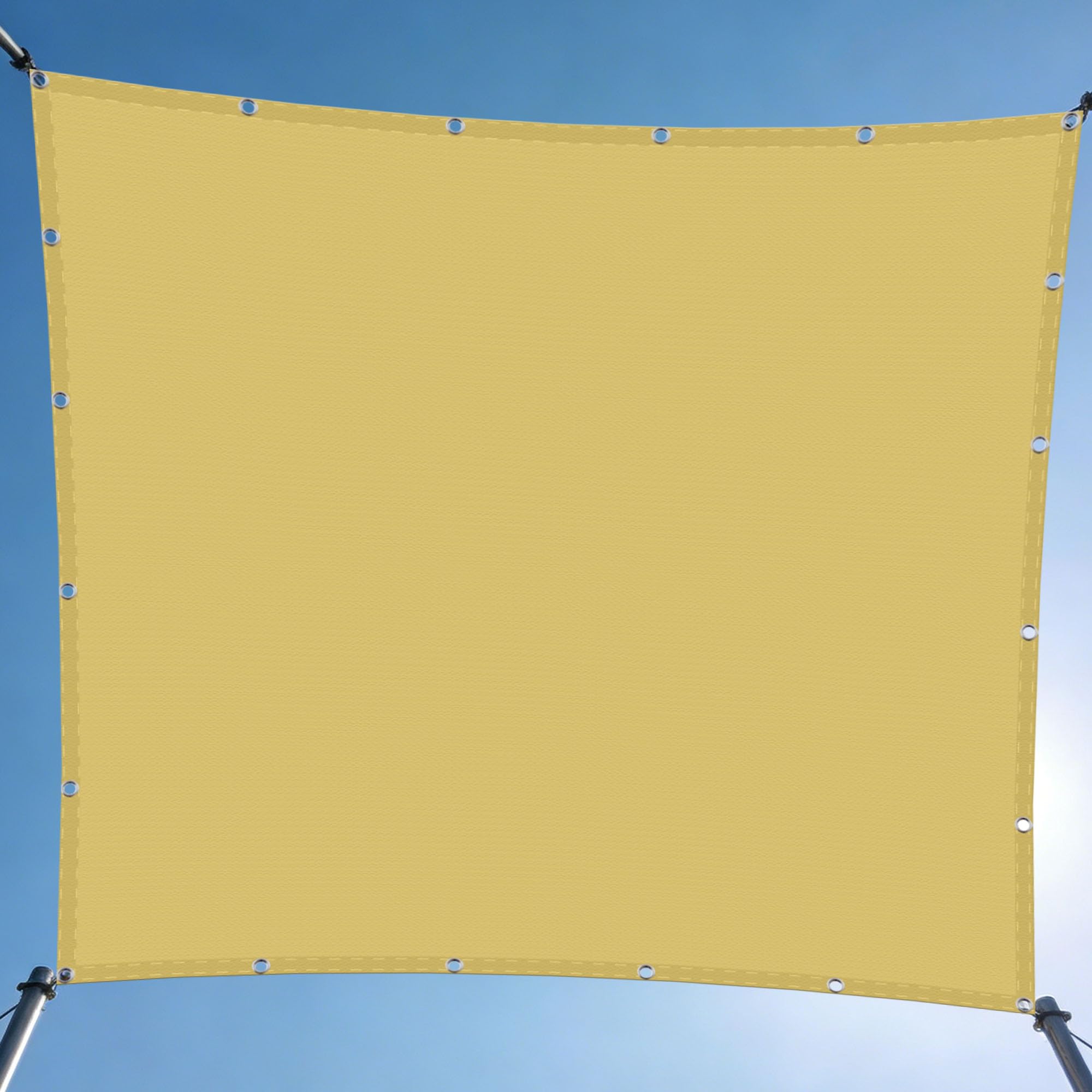 Voile d'ombrage 180x250 cm en polyester jaune sable pour terrasse