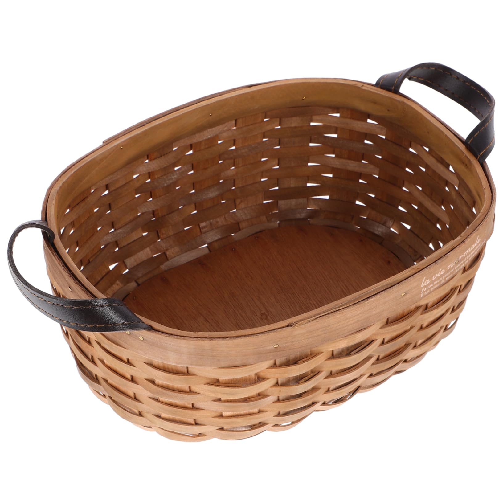 Cabilock Rustic Woven Storage Basket with Double Handles Versatile Desktop Organizer for Fruits Bread and Sundries Decor for Tidy Interiors