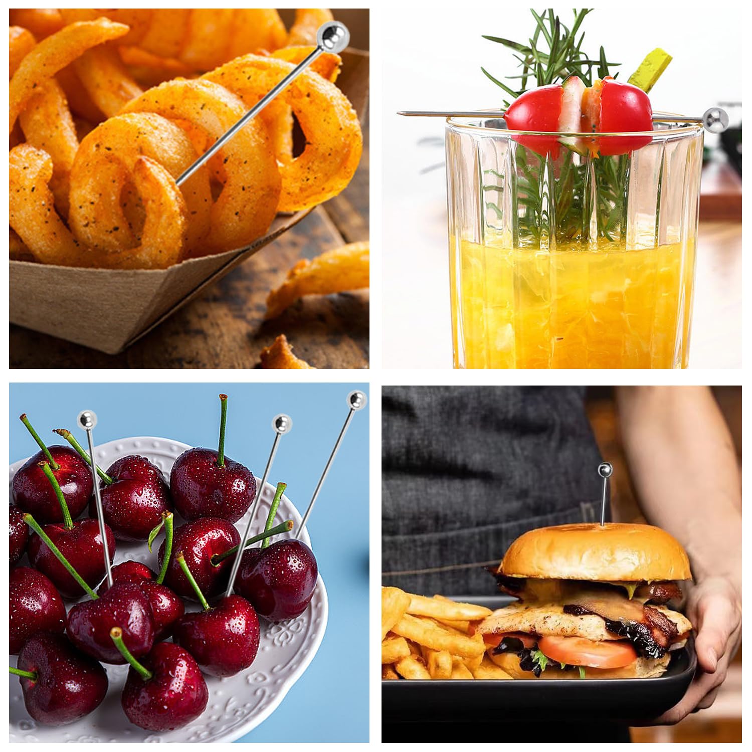 25 Piezas Palillos de Cóctel de Acero Inoxidable, Martini Pinchos Brochetas de Bebidas de Metal Reutilizables Palillos de Cóctel Juego de Palillos de Bebidas de Oliva para Fiestas Eventos