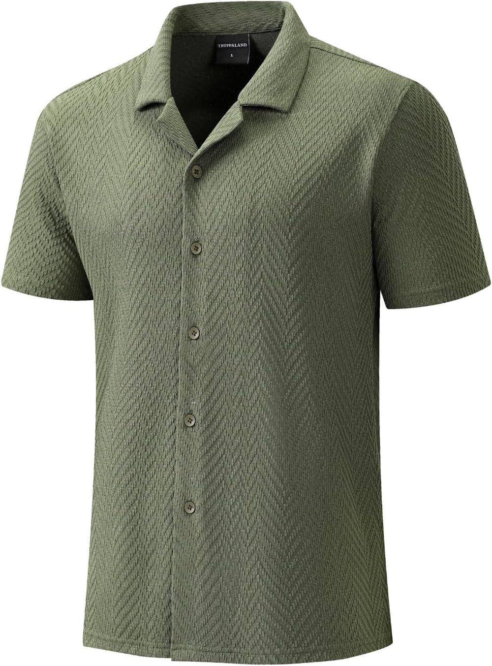 Mens Knit Shirts, Casual Short Sleeve Button Down Shirt Summer Beach Textured Shirt