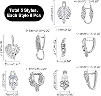 Vista 32 de SUPERFINDINGS 10 Styles 40Pcs Pinch Clip Bail Clasps Brass Pinch Clips 12/13/16.5/17/24mm Bail Clasp Dangle Charm Bead Pendant for Necklace Jewelry