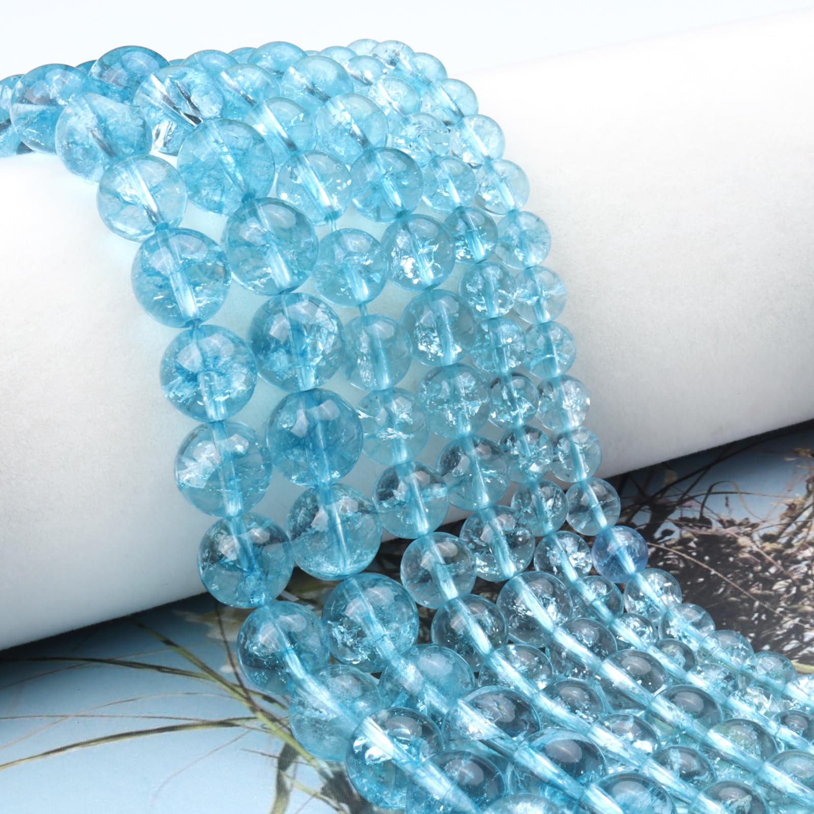 35pcs 10mm Natural Blue Topaz Gemstone Beads Energy Healing