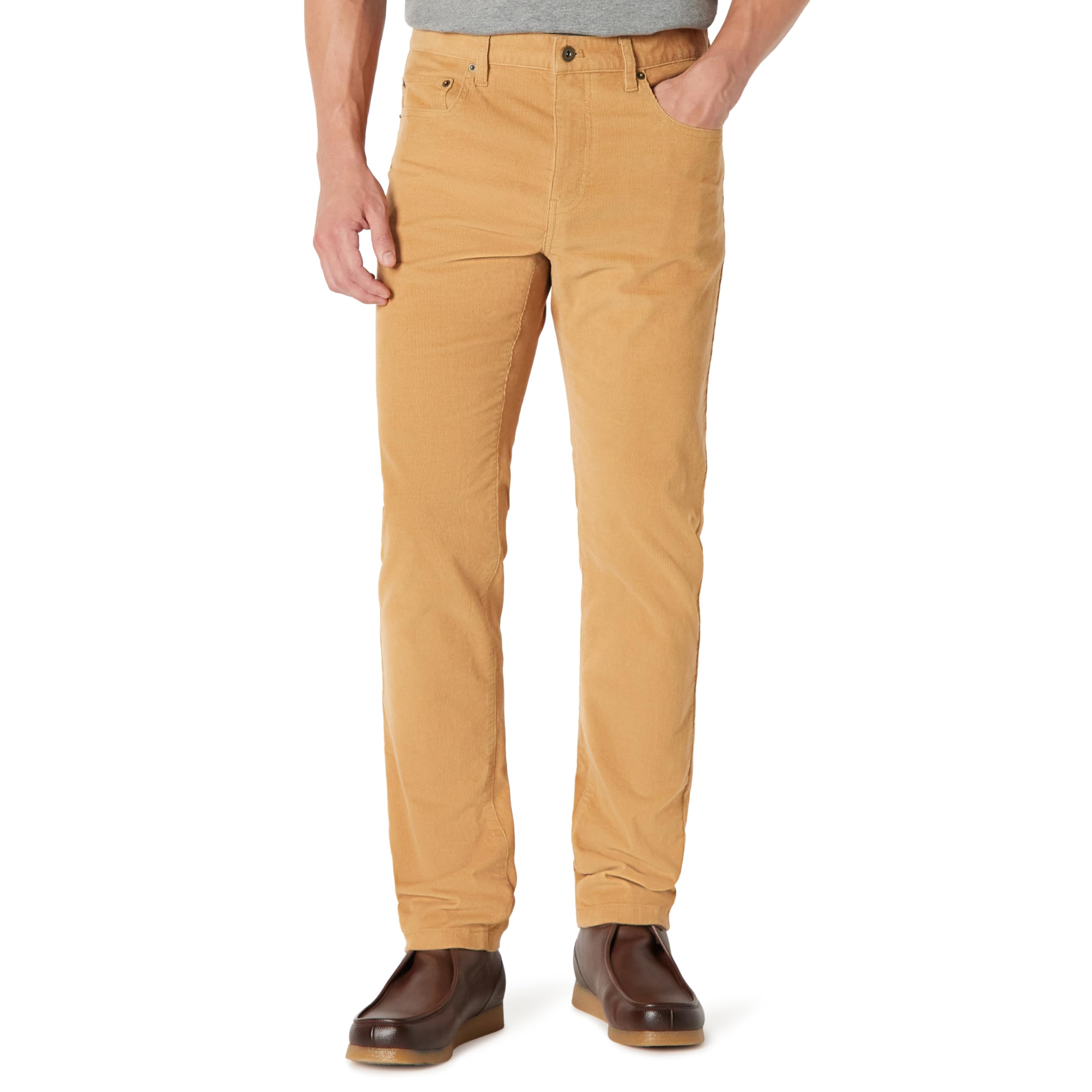 Amazon Essentials Men's Slim Fit 5 Pocket Corduroy Trousers, Tan, 36W / 28L