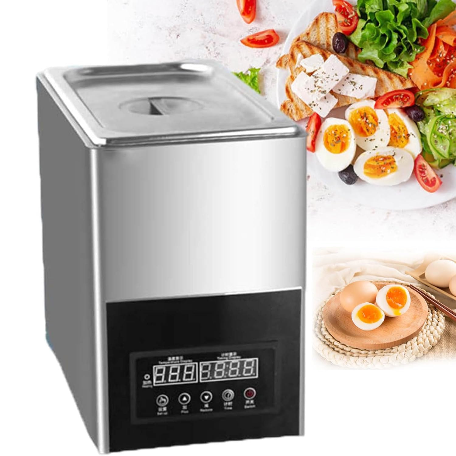 Cuiseur à œufs électrique, cuiseur à œufs à source chaude, machine à œufs mi-cuits entièrement automatique intelligente, cuiseur à œufs de grande capacité commerciale de 800 W de 9 L, machine à œufs