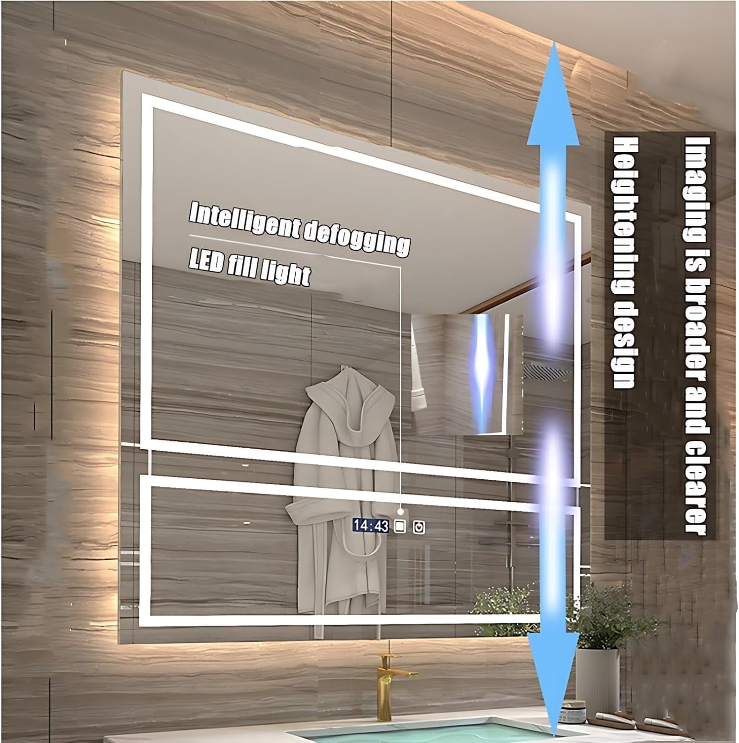 Bathroom Vanity with Sink - Modern Single/Double Sink Floating Bathroom Vanity Cabinet with LED Defog Mirror Set, Faucet Accessories Included (Double Sink,60")