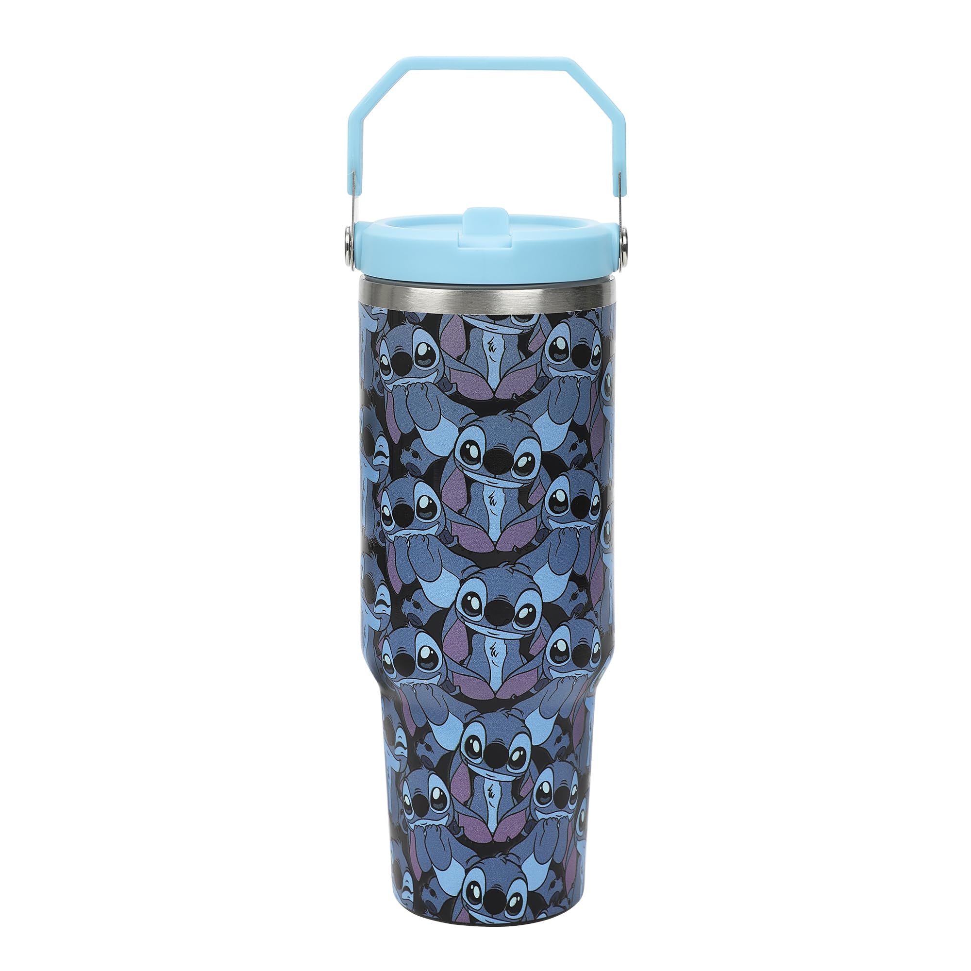 Disney Stitch All-Over Print Blue 40 Oz Stainless Steel Tumbler With Handle