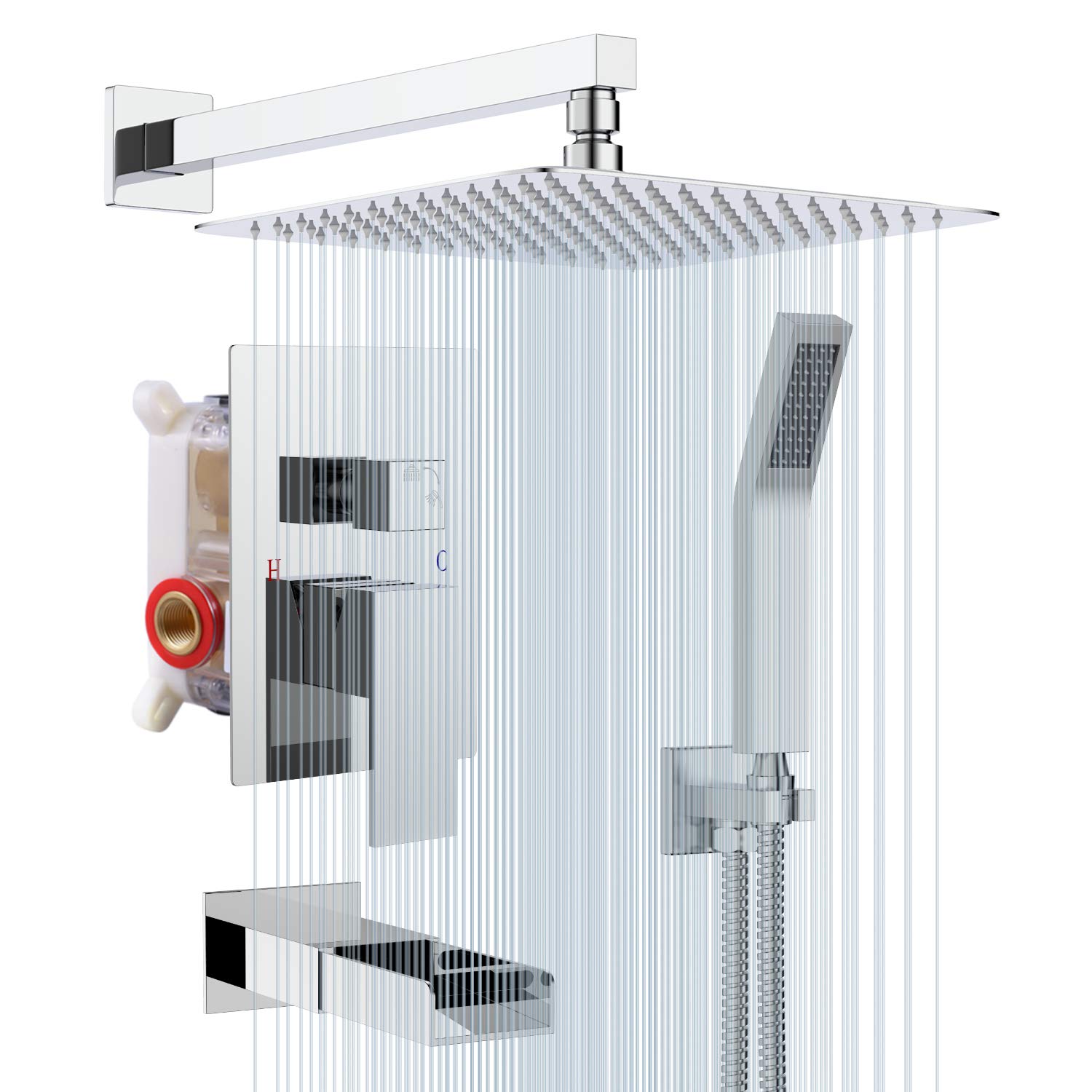 Buy Rainsworth Tub Spout Shower System Combo Set with Rain Shower Head