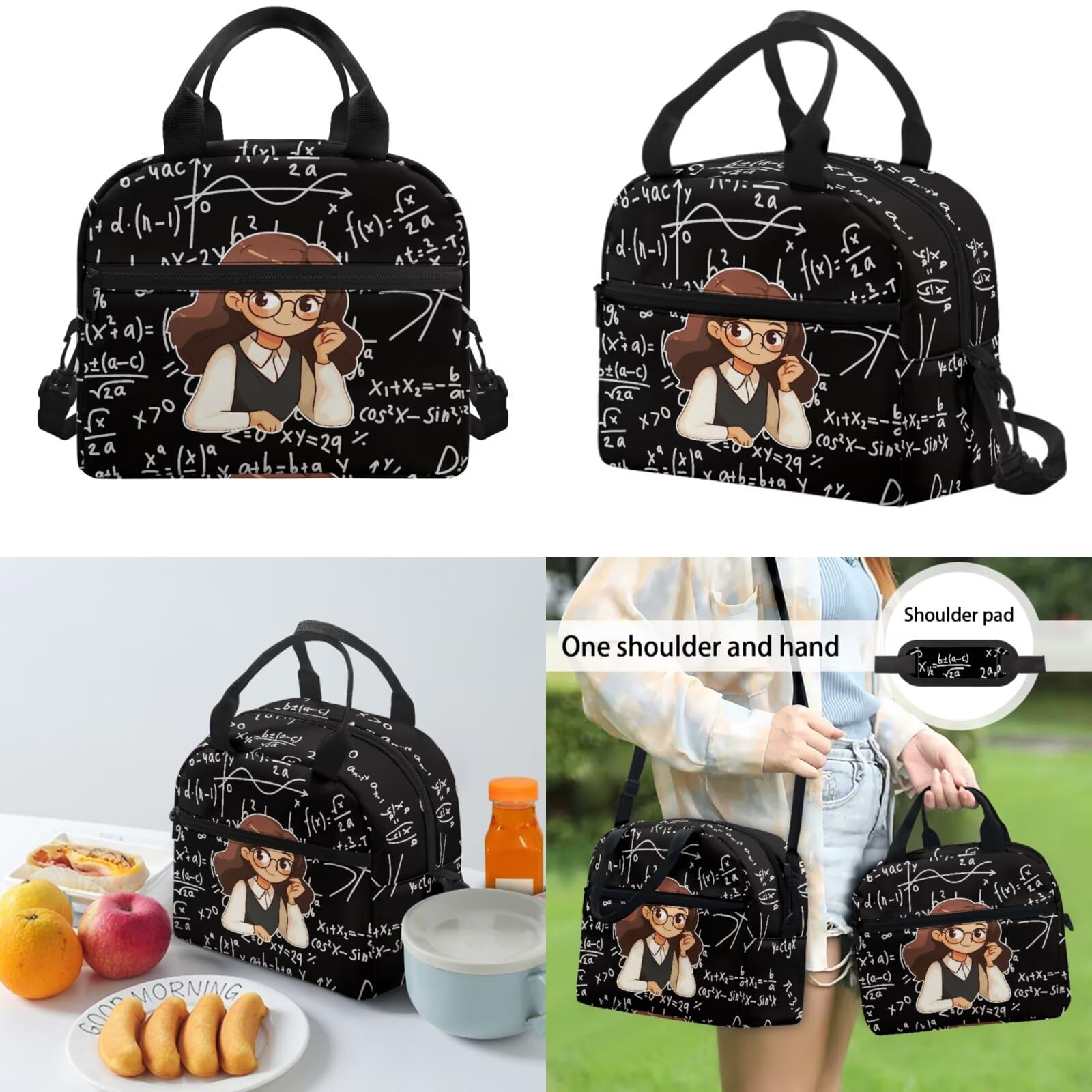 Biyejit Juego de mochilas escolares 3 en 1 para niñas, con bolsa de almuerzo, estuche para lápices, mochila escolar informal para niños, mochila escolar de 17 pulgadas, regalo, Profesor de matemáticas